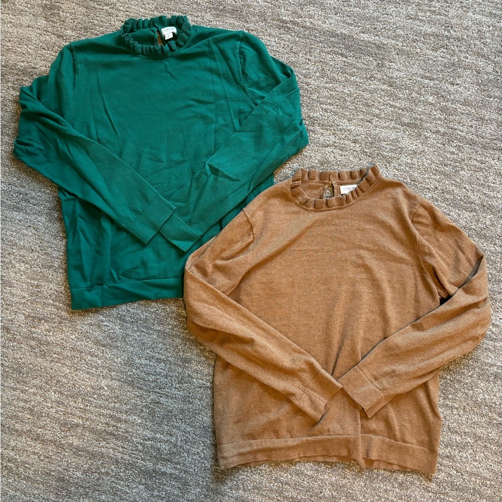 JCrew ruffle neck sweaters